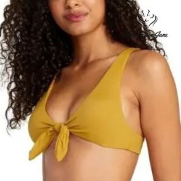 RVCA Tie Front Bralette Bikini Top Size L - Picture 1 of 5